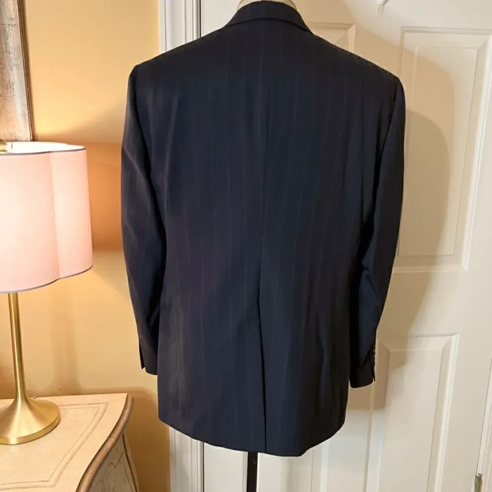 EUC Hart Schaffner & Marx Charcoal Gray Pinstripe Suit Jacket 44L & Pant Size 36
